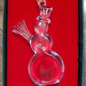 Orrefors Kosta boda Vintage Clear Glass Snowman ornament Handcrafted in Sweden